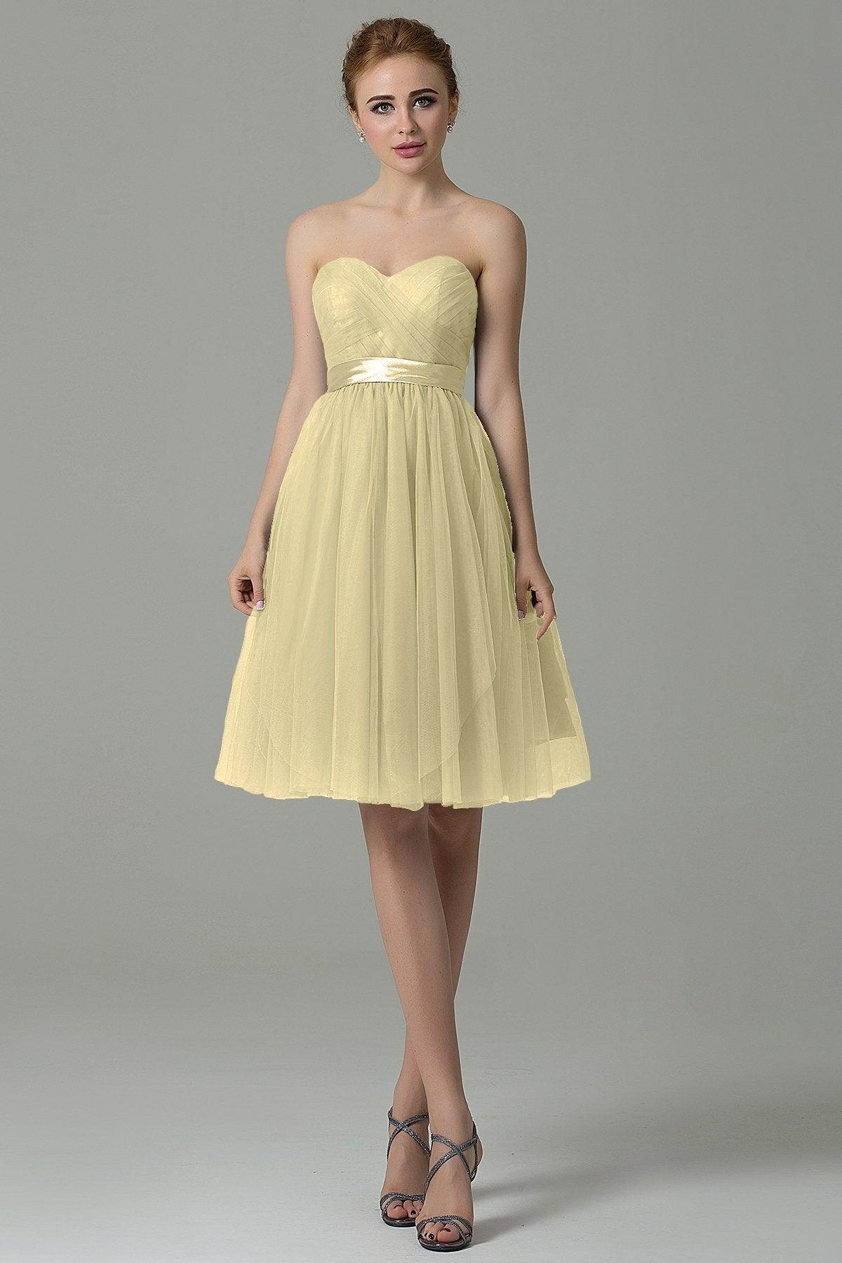 A-Line Knee Length Tulle Bridesmaid Dress COZM15016 - COCOMELODY